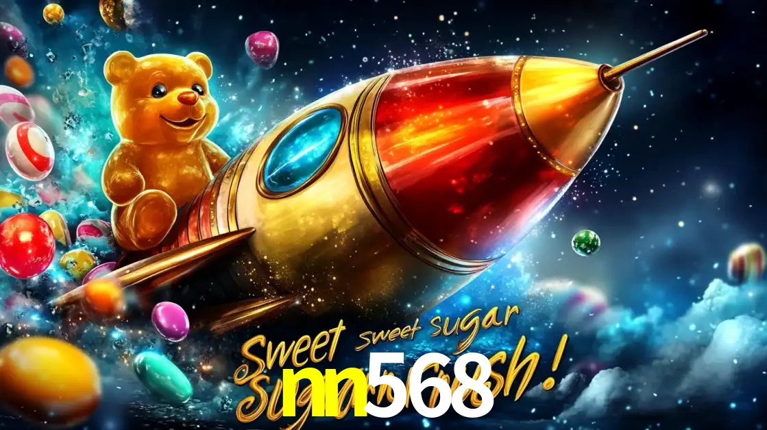 Arte promocional do jogo de slot Sugar Rush, com um urso de pelúcia em um foguete viajando pelo espaço de doces, um dos jogos divertidos disponíveis no cassino nn568.
